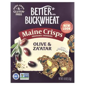 Better with Buckwheat Maine Crisps Snackable Crackers, Olive & Za'atar, 4 oz (113 g)