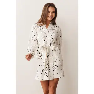 QUINN BANDED SHORT ROBE | WHITE STARS