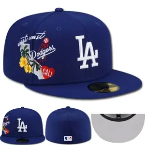 Trendy 2026 New Era Los Angeles Dodgers Royal Blue 59FIFTY Fitted Cap – White LA Logo with California Floral Side Patch, Flat Brim MLB Baseball Hat, Structured Crown Premium Streetwear for Men & Women