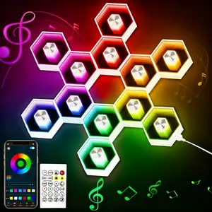 SEGRASS Hexagon LED Lights - Smart APP RGB Gaming Lamp with Remote Control, Multifunctional Magic LED Lighting, Music Sync Color Pulsating Scene Atmosphere Lights, Dimmable Customizable Room Decor for Bedroom Gaming Accessories