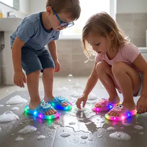 Kids Light Up Slippers for Girls & Boys – Gravity Activated Jelly Glow Sandals, 7-Second Auto Off Light Effect, Waterproof Cartoon House Shoes for Toddlers & Little Kids ,Indoor Outdoor Home & Bathroom Use