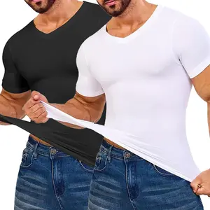 1-2 Pack Menswear Compression Tank Top Short Sleeve Quick Dry Lightweight Breathable Body Shaper Shapewear Workout Sportswear Soft Comfy Plain Activewear Fitness