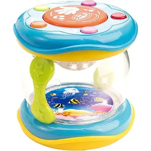 Baby Drum - Portable Musical Toy for Babies 6+ Months with LED Lights Lullabies Ocean Sounds Play Modes Soft Volume Travel Ready Percussion BPA for Toddlers
