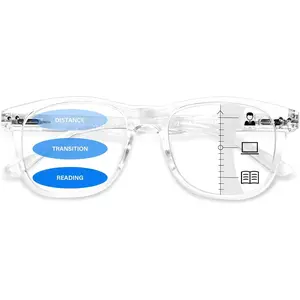 Progressive Multifocal Reading Glasses for Women Men, Anti Blue Light Computer Readers with Spring Hinges