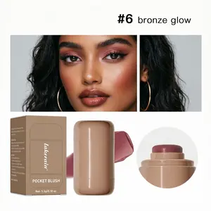 Waterproof Bronze Glow Blush Stick #6 - Creamy, Long-Lasting Cosmetic Tint, Compact, Highly Pigmented Multi-Use Cheek Makeup - Ideal Mother's Day Gift