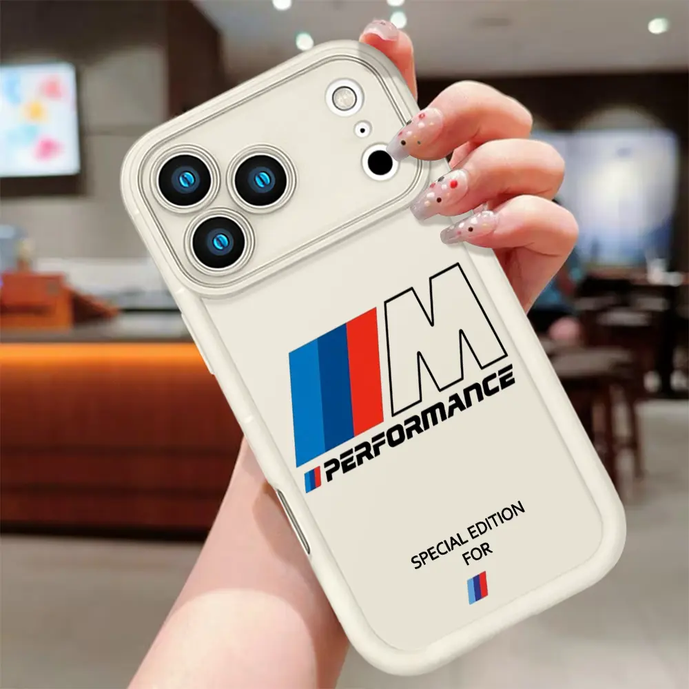 BMW M Performance Special Edition Racing Logo Smartphone Case for iPhone 17/16/15/14/13/12/11 Pro Max Plus,X/XR/XS - Car Motorsport Graphic Soft TPU Shockproof Bumper Casing, Large Raised Camera Cutout, Anti-Drop Handheld Devices Accessory