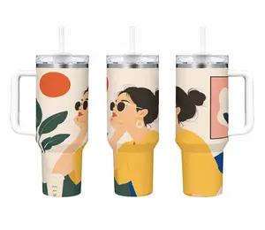 40oz Insulated Tumbler Bottle with Handle, Straw, BPA-Free, Leak-Resistant Design – Keeps Drinks Hot & Cold, Ideal for Office, Outdoors, Bottles