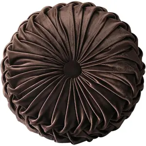 Round  Pillow for Couch Small  Decorative Throw Pillow for Bed Bedroom 13.7" Brown