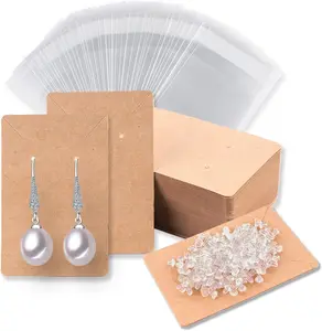 Earring Cards for Selling Including 120 Pcs Earring Holder Cards, 120 Earring Packaging and 240 Pcs Earring Backs, for Necklace/Jewelry Display, Jewelry Packaging 3.5X2.4 Inches (Brown) Hoewina