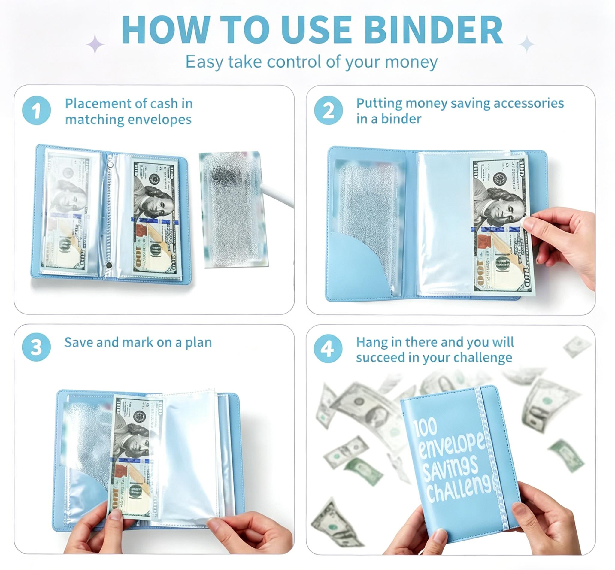 100 Days Money Saving Challenge Coin Envelope Budgetstorage Book, Money Saving Binder, Easy and Fun Way to Save $10,000 or $5,050, Saving Challenge Book with Family, Friends budget organizer, budget organizer