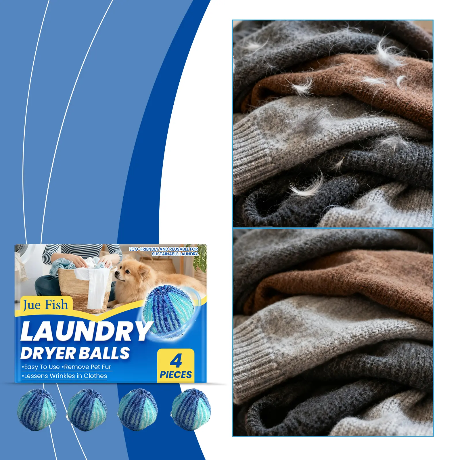 Laundry Pet Hair Removal Ball – Convenient, Portable Cleaning Ball for Removing Animal Hair from Clothes at Home