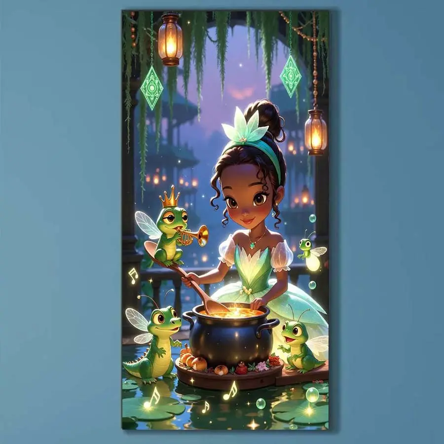 5D DIY Full Drill Diamond Painting - Diamond Painting Kit Princess, Frog Mosaic Canvas DIY Wall Art, Home Wall Decoration, DIY Kits, Handicraft, Making Kit