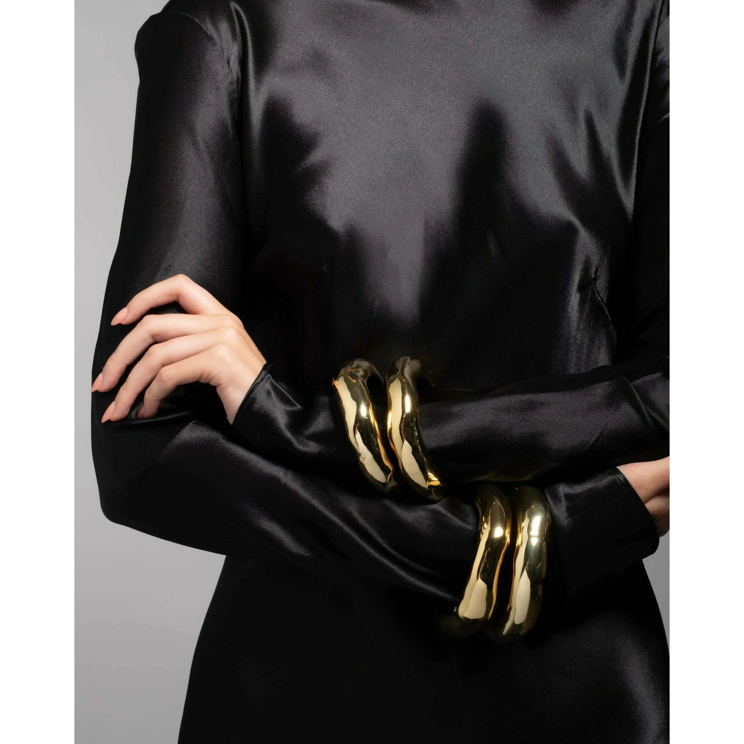 Large Molten Bangle Bracelet- Gold
