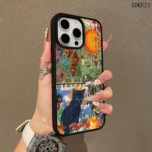 Vintage Creative Cat Collage Pattern Premium Magnetic Phone Cases for iPhone 16 15 14 Pro Max 13 12 11 Plus Smartphone Shockproof Protection Acrylic Cover Cellphone Protective magsafe magnetic case Aesthetic Resistance Casing