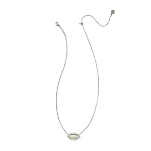 Kendra Scott Eva Crystal Framed Pendant Necklace - Silver/White Mix