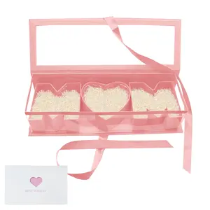 2pcs Flower Gift Box Mother's Day MOM Cardboard Letter Shaped Fillable Chocolate Strawberry Candy Packaging(Pink with Window)