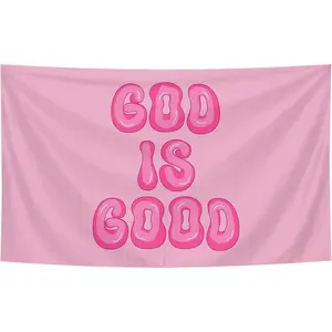 Tapestry  God is Good Poster Tapestry Preppy Christian Wall Poster Decor 3X5 Ft Funny Tapestry Decoration for College Bedroom Room Dorm Wall Aesthetic