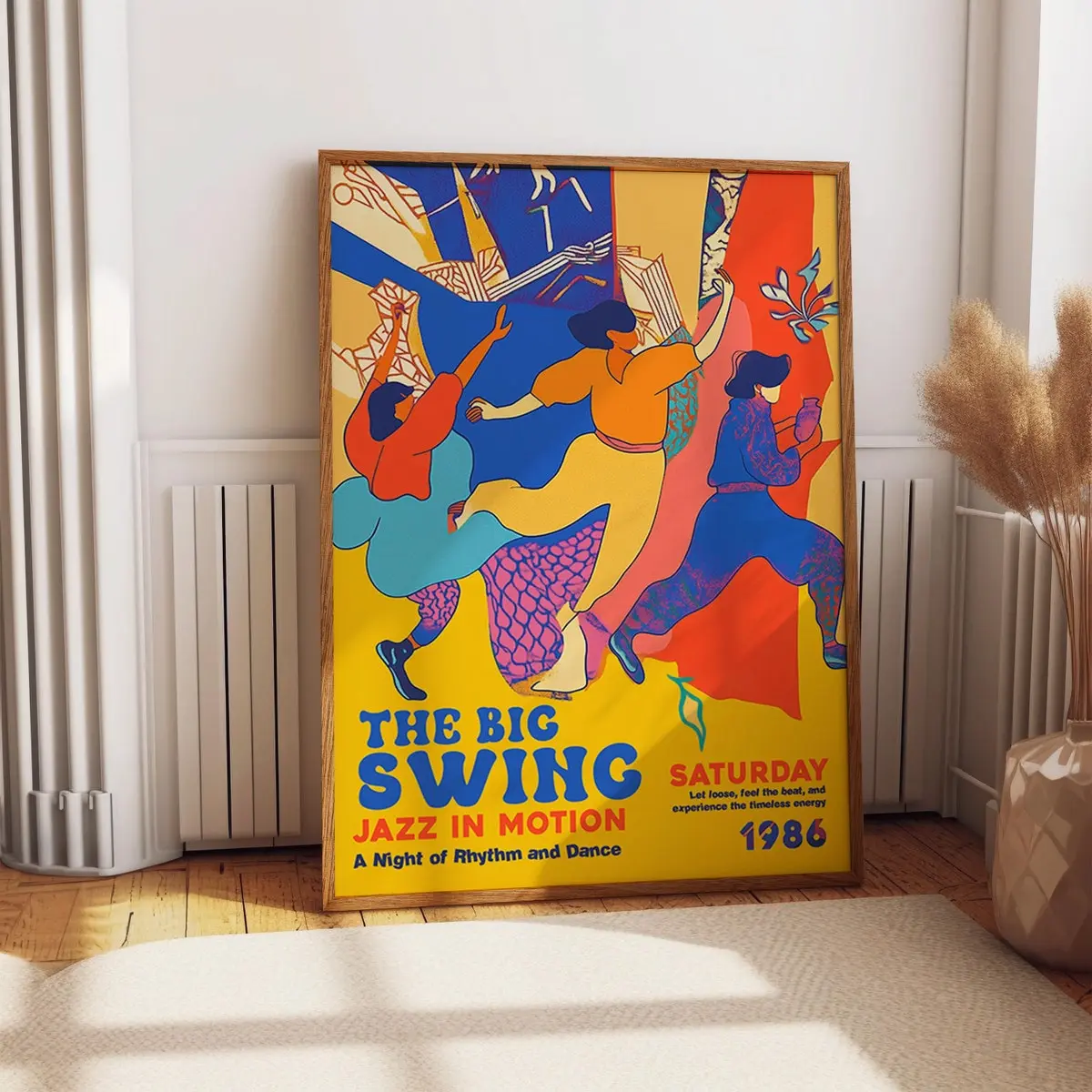 Jazz Music Poster - Retro Jazz in Motion Dance Night Art Print - 1986 the Big Swing Dance Event Wall Art - Poster Or Poster Print, Room Decor, Unframed