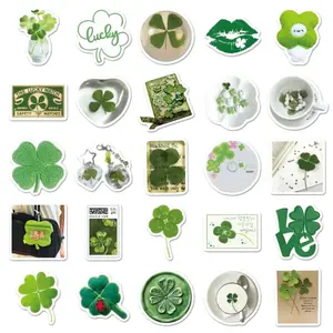 Lucky Clover Aesthetic Waterproof Green Phone Sticker Pack