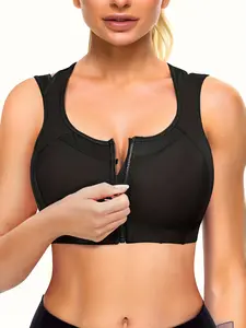 Women's Adjustable Back Yoga Bra with Zipper, Daily Wear Fitness Bra, Breathable Sports Bra, Comfortable and Stylish, Perfect for Gym and Casual Use