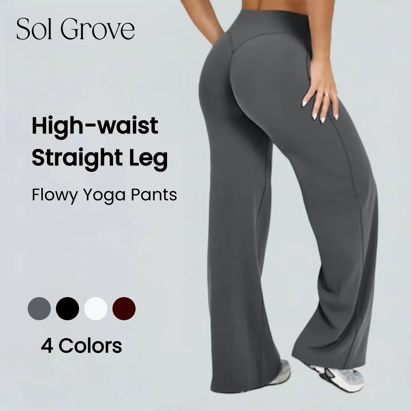 Sol Grove Mellow Women's High Waist Straight Leg Leggings - Stretchy Nylon with Bottom Lifting, Moisture-Wicking for Yoga & Fitness, Bottom Lifting Leggings, All Seasons, Female, Sporty Chic, Black Leggings Women