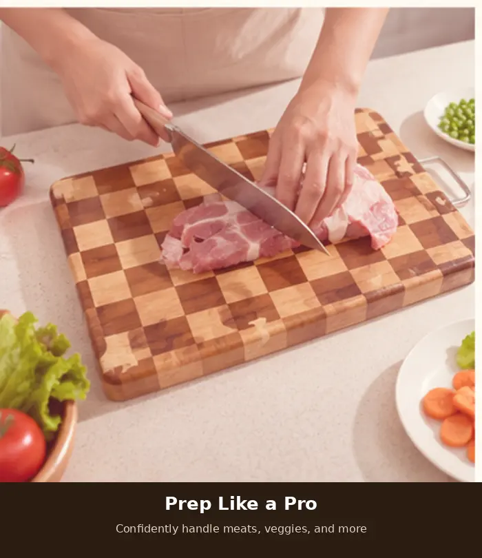 Stylish Mosaic Wooden Cutting Board | Premium Checkered Kitchen Chopping Board | Heavy-Duty Solid Wood Prep Board for Everyday Cooking