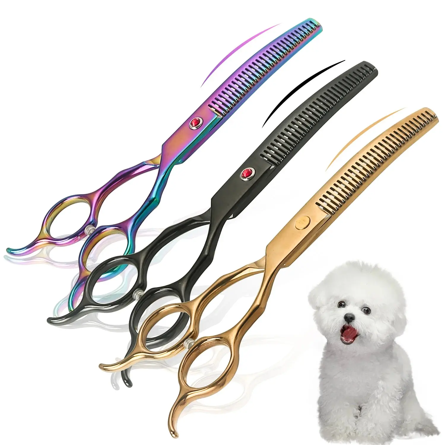 Curved Pet Grooming Scissors – Professional Thinning Shears