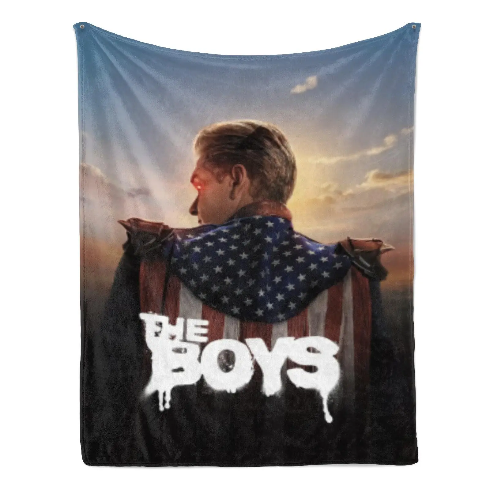The Boys Homelander American Flag Cape Sunset Poster Print Flannel Blanket Soft Warm Throw Blanket, Decorative Couch Bedroom Nap Blanket, Giftable Plush Comfortable Dark Superhero TV Show Home Blanket For The Boys Fans All Seasons