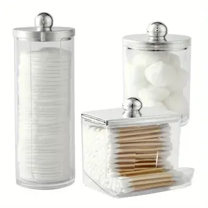 Transparent Plastic Storage Box with Lid, Clear Storage Box, Multifunctional Storage Bin, Bathroom Organizer Container for Cotton Swabs, Balls, Mats, Floss, Hair Ties, Durable Design, Durable Plastic Organizers