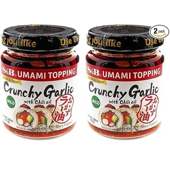 S&B Aceite de chile con ajo crujiente, 3.9 onzas ，paquete de 2