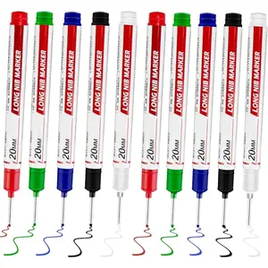 10 count Long  Deep Hole Marker, 2025  20mm Long Nib Marker Pens Permanent Markers, Quick Dry  Fine Tip Marker Pens, Carpenter Marker Pen for Office Supplies, Art Projects, Woodworking