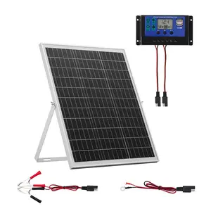 VEVOR 20W 12V Solar Panel Battery Charger, Solar Battery Trickle Charger Maintainer with Intelligent MPPT Controller Adjustable Mount Bracket, IP67 Waterproof for Car Boat RV Motorcycle TrailerVEVOR Super Brand Day