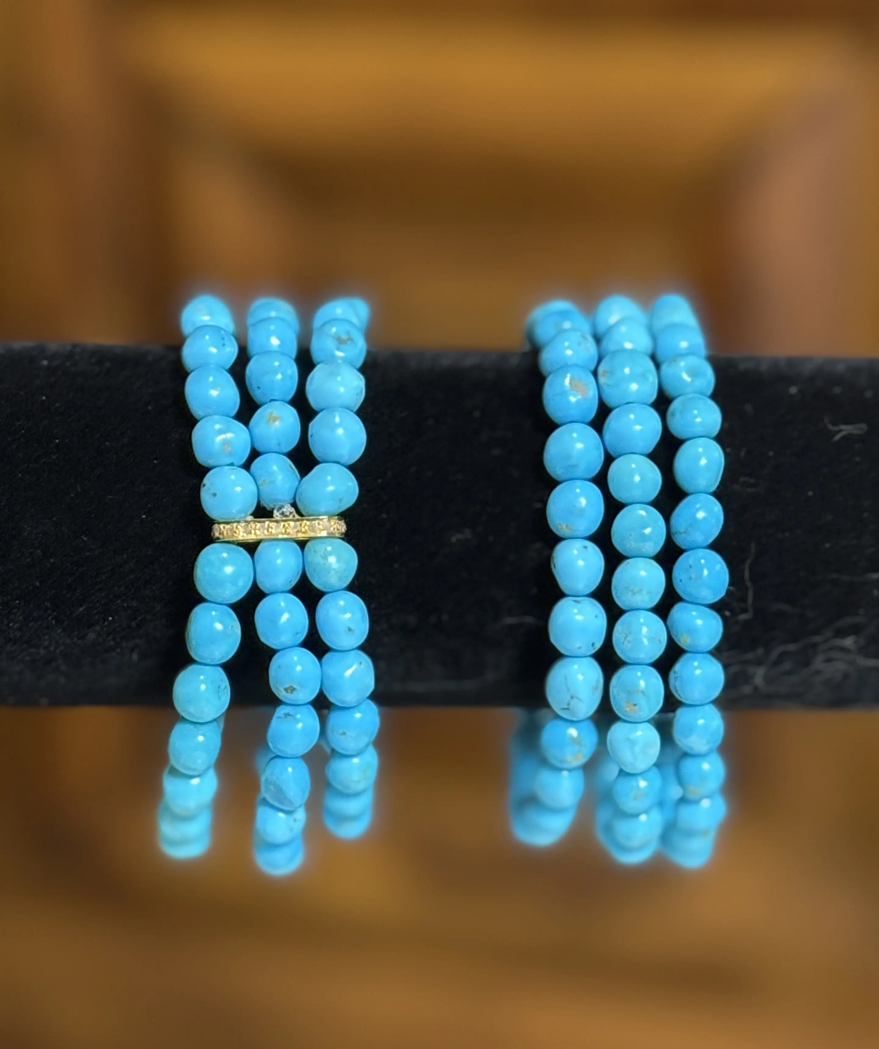 Three strand Sleeping Beauty turquoise stretch bracelet