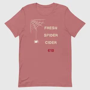 Fresh Spider Cider Cotton Halloween T-Shirt - Comfy Womenswear Top Menswear Spooky Tee