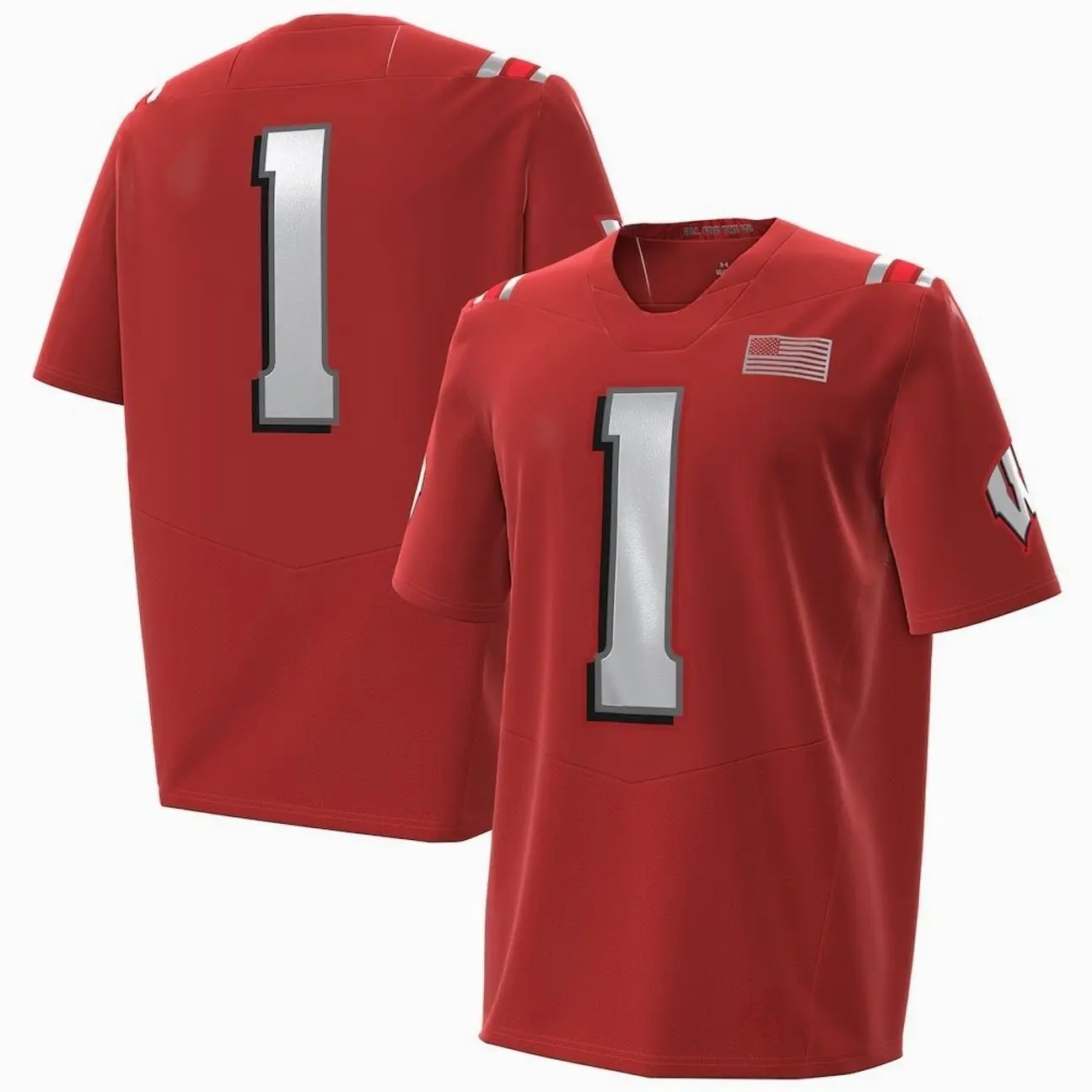 Unisex Football #1 Wisconsin State Badgers College Under A 2026 Lambeau Field Collection Replica Football Jersey - Red