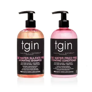 TGIN Rose Water Sulfate-Free Shampoo & Conditioner Bundle, Unisex Curly Hair Cleanser & Hydrating Haircare Set with Moisturizer