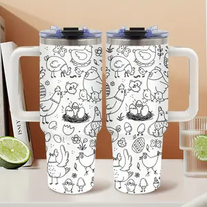 Cute Cartoon Chick Design Thermos Cup for Hot Cold Drinks Ideal Car Travel Companion Perfect Drinkware Flasks