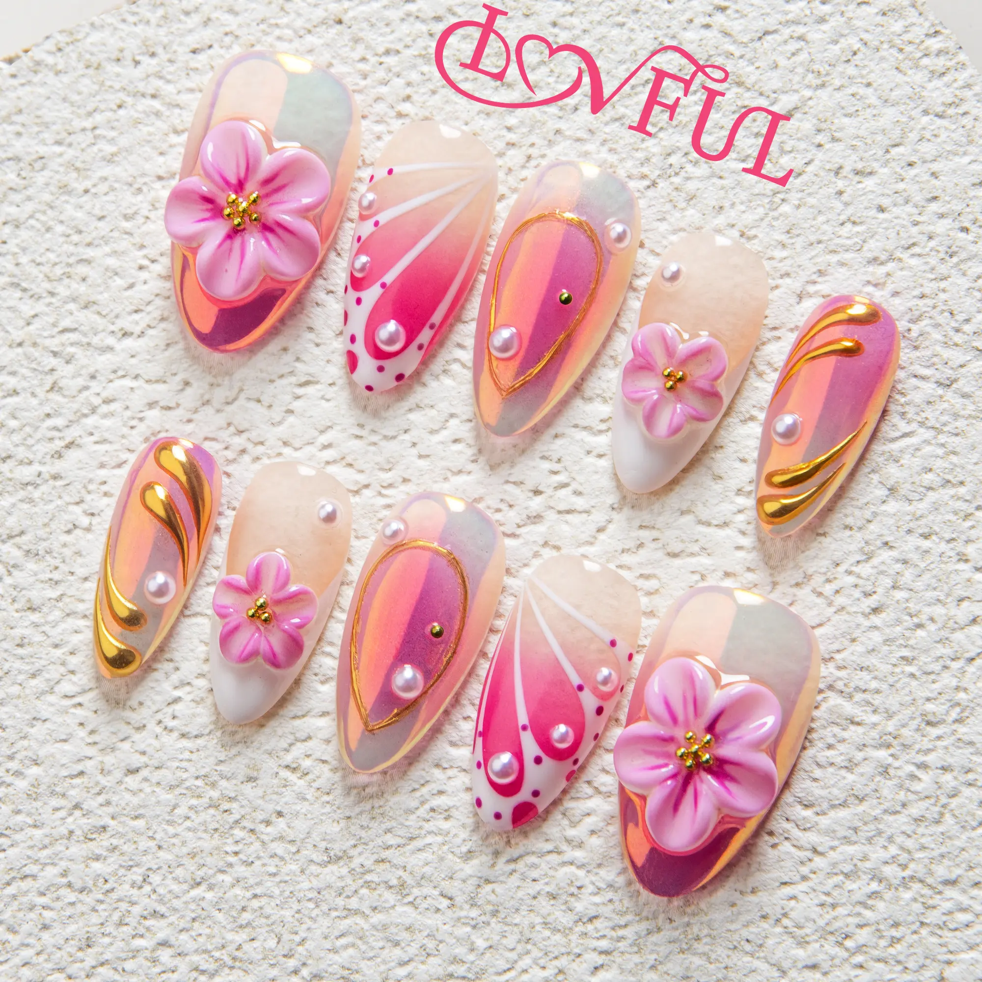 Lovful | H496 Summer Spritzer Handmade Acrylic Press On Nails | 10PCS Reusable Salon Quality 2025 New #DealsForYouDays