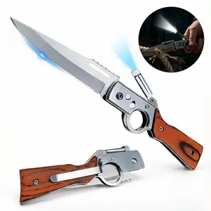 Flipper Pocket Folding Knife, Stainless Steel,Wooden Handle and Pocket Clip Security Lock,Men's Gift,Suitable for Camping,Hunting,Outdoor Survival,Emergency Situations and EDC Tactical Tools