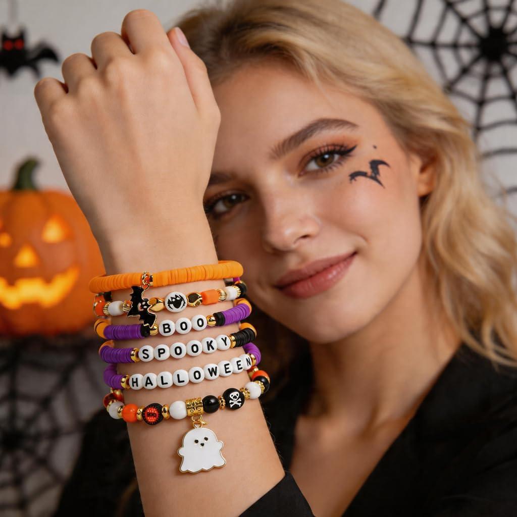 Halloween Party Favors 6 Pack Halloween Bracelets for Kids Halloween Toys and Treats Party Favor Gifts Goodie Bag Fillers Halloween Crafts & Party Supplies for Boys & Girls