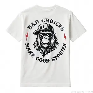 BAD CHOICES MAKE GOOD STORIES Chimpanzee Print Men's T-shirt Short sleeve