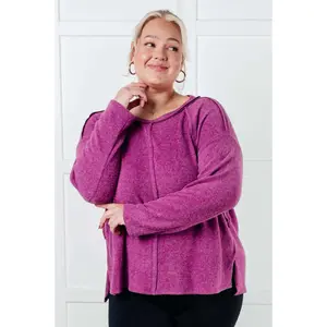 Simple Silhouette Brushed Hacci Sweater in Light Plum