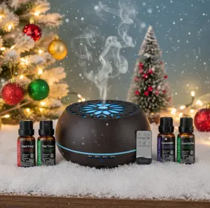 550ml Ultrasonic Essential Oil Diffuser with Remote - 7 Color Lights, Timer, Auto-Off for Large Room, Home, Office, Yoga, Spa & Bedroom Fragrance Aroma Humidifier Aromatherapy Machine Durable Cactus Mini Cleaning Brush Set Mop Head Replacement Kit