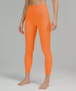 Neon Orange Legging (Leather Effect no zipper) Fabric Womenswear