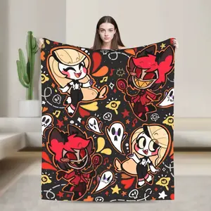 Alastor Game VOX H-Hazbin Hotel Blanket Airplane Travel Flannel Bedding Throws For Living Room Super Warm Bedspread Gift