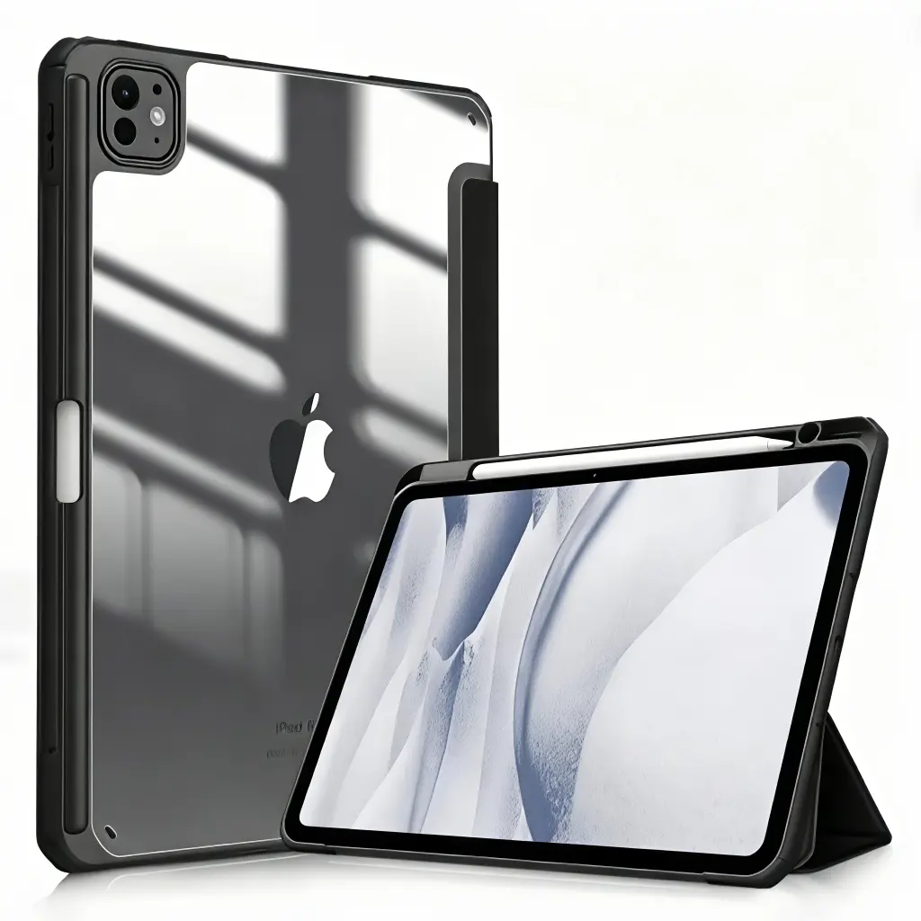 Fintie Hybrid Slim Case for iPad Pro 11-inch (M5/M4, 2025/2024) with Clear Back and Built-in Pencil Holder, iPad Pro 11 Tablet Protective Cover Protection Casing