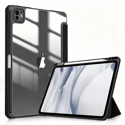 Fintie Hybrid Slim Hard Tablet Case & Cover for iPad Pro 11-inch (M5/M4 Chip, M4 2024) - Smart Accessories, Plastic Back, Microfibre Lining, Built-in Pencil Holder & Stylus Charger, Durable Foldable Tri-fold Design