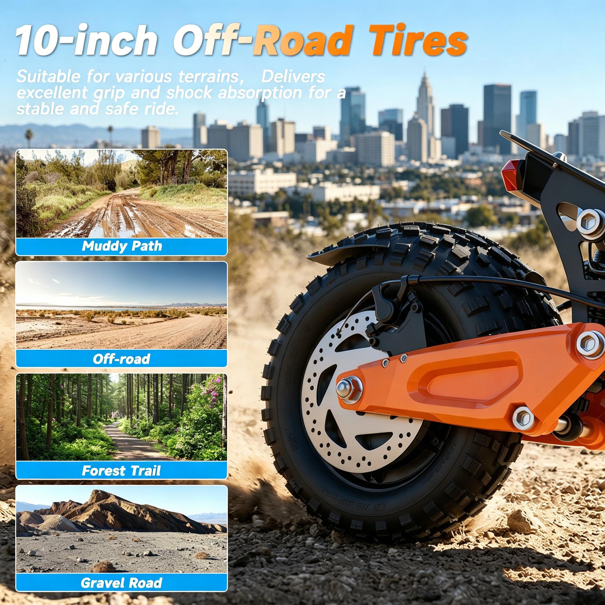 A High-Performance Adult Off-Road E-Scooter | 31MPH Top Speed, 30 Miles Range, 1200W Motor, 10" Pneumatic Tires, Dual Suspension & LED Display – Ideal for City Travel & Off-Road Rides