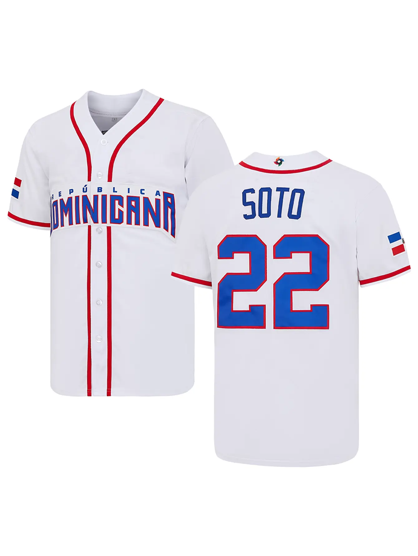 Men's Dominican #22 Juan Soto White Baseball Jersey,2026 World Baseball Classic Jersey,Number Stitching,Game Day Fan Gift