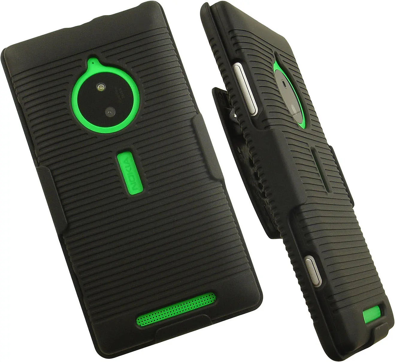 NAKEDCELLPHONE'S BLACK RUBBERIZED HARD CASE COVER + BELT CLIP HOLSTER STAND FOR NOKIA LUMIA 830 PHONE (AT&T, UNLOCKED)
